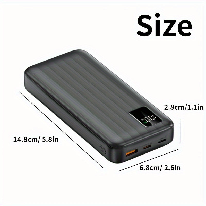 20000mAh Portable Power Bank with 22.5W Fast Charging USB Type-C LED Display Dual Input Output Compact