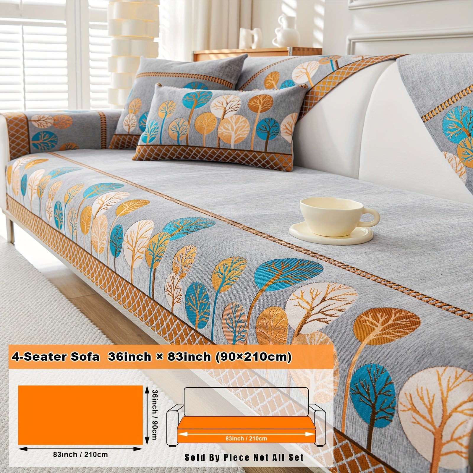 Bohemian Moonlit Trees Sofa Cover for Single to Quadruple Seaters Pet-Friendly Machine Washable Viscose