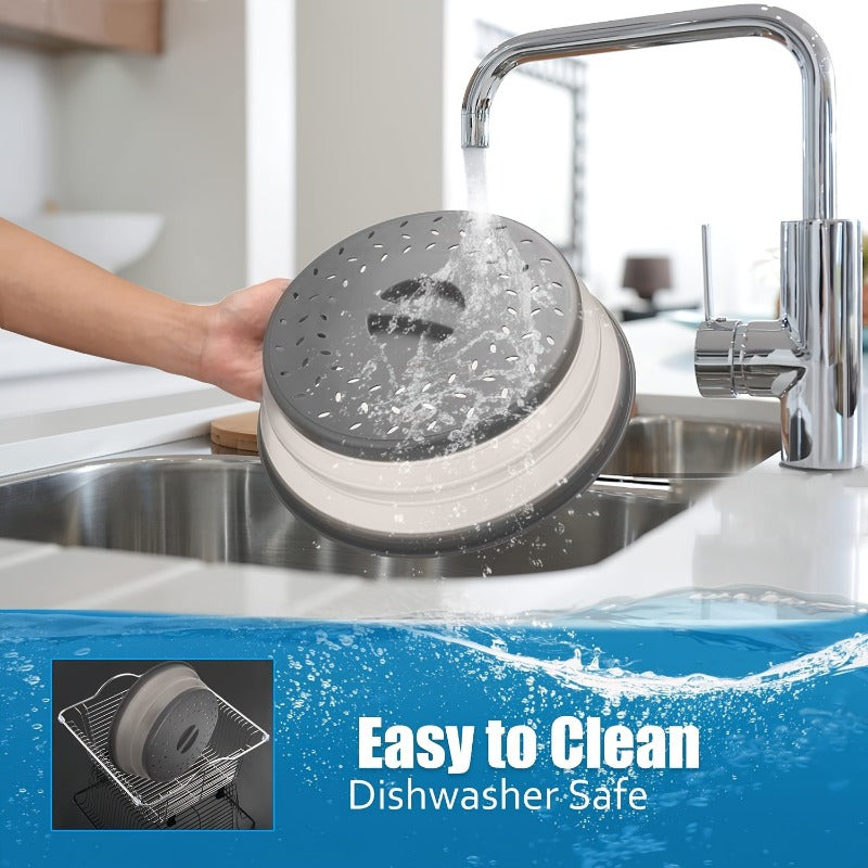 Round BPA-Free Polycarbonate Microwave Food Cover with Steam Vent and Handle 26.67 cm for Fruits Vegetables Leftovers