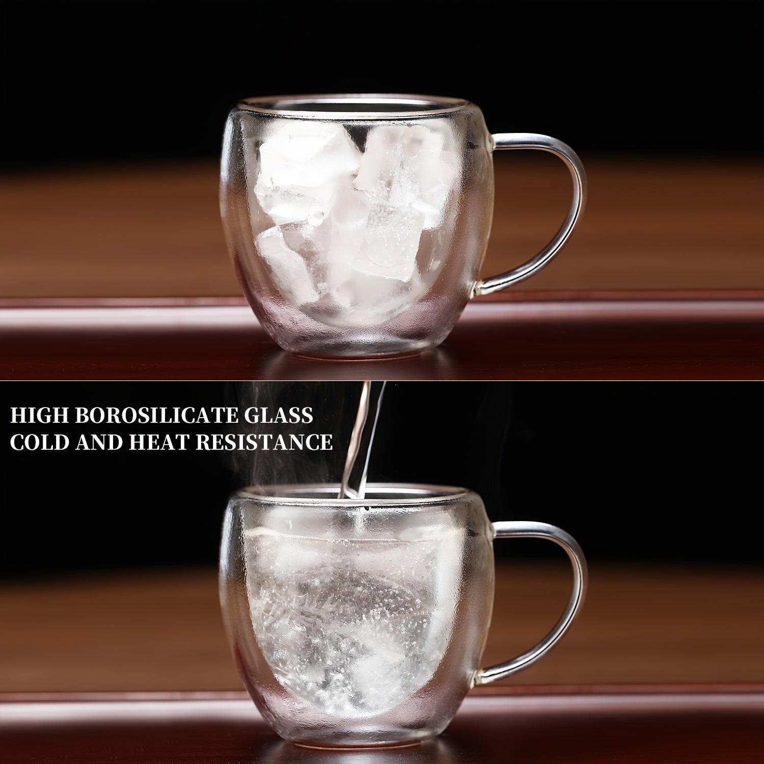 Juego de 6 tazas de café de vidrio de doble pared resistentes al calor para espresso y bebidas calientes