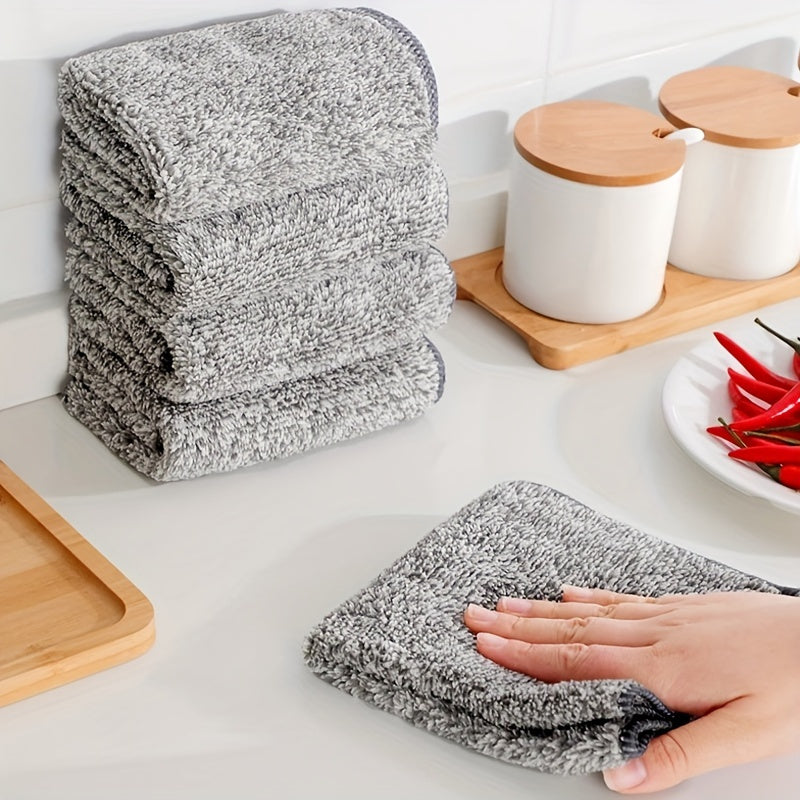 Set of 5 or 10 Bamboo Charcoal Polyester Cleaning Cloths for Kitchen and Home