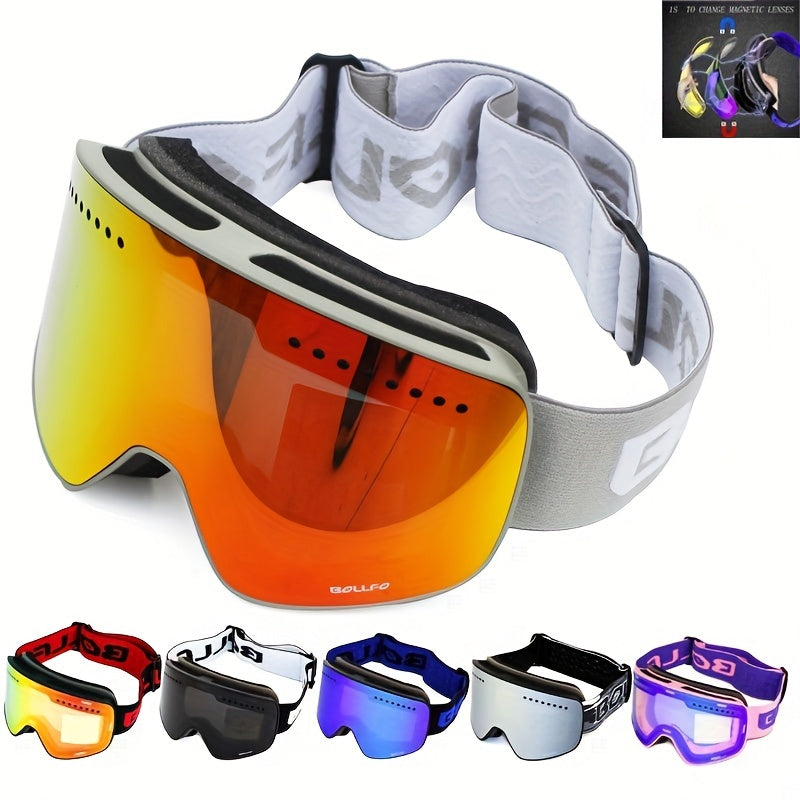 Adult Ski Goggles Mirrored Double Layer Lens TPU Frame for Snowboarding and Ice Skating