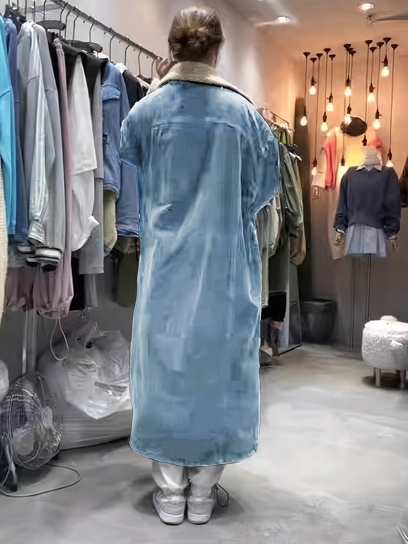 Women's Denim Jacket with Sherpa Lining Long Sleeve Fall Winter Solid Color Button Detail