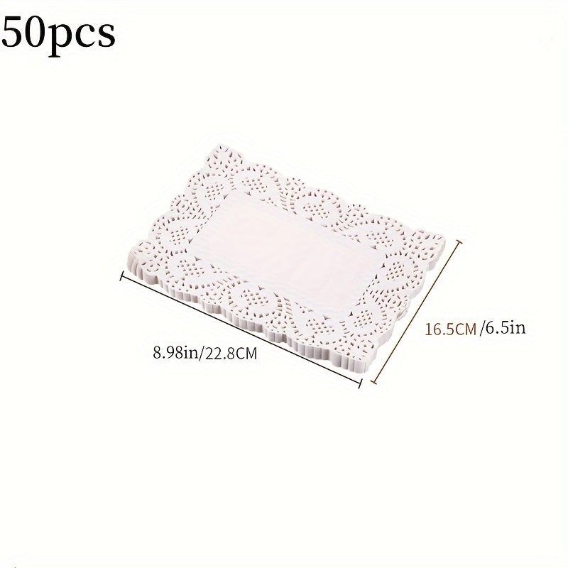 50 Pieces Lace Paper Oil Absorption Pads Cake Baking Pizza Food Pads in 3 Shapes