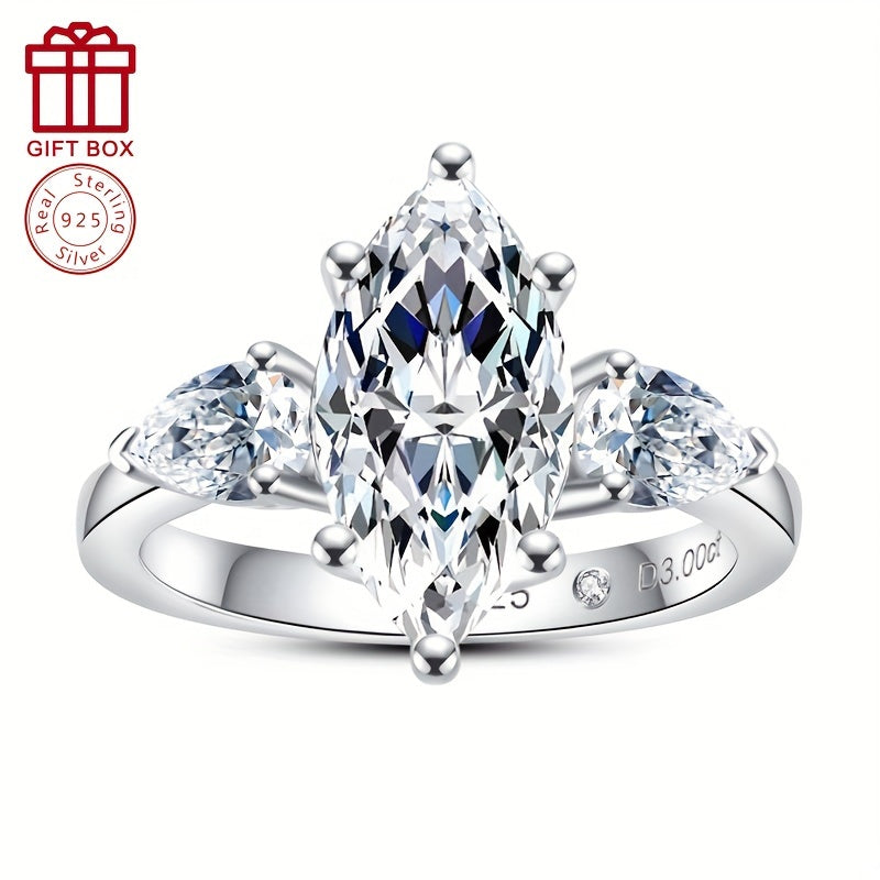 Oltin 3CT Moissanite To'y Halqasi - 925 Sterling Kumushdan tayyorlangan, Ot Ko'z Kesimi bilan, To'ylar va Yubileylarga Ideal, U uchun Ajoyib Sovg'a