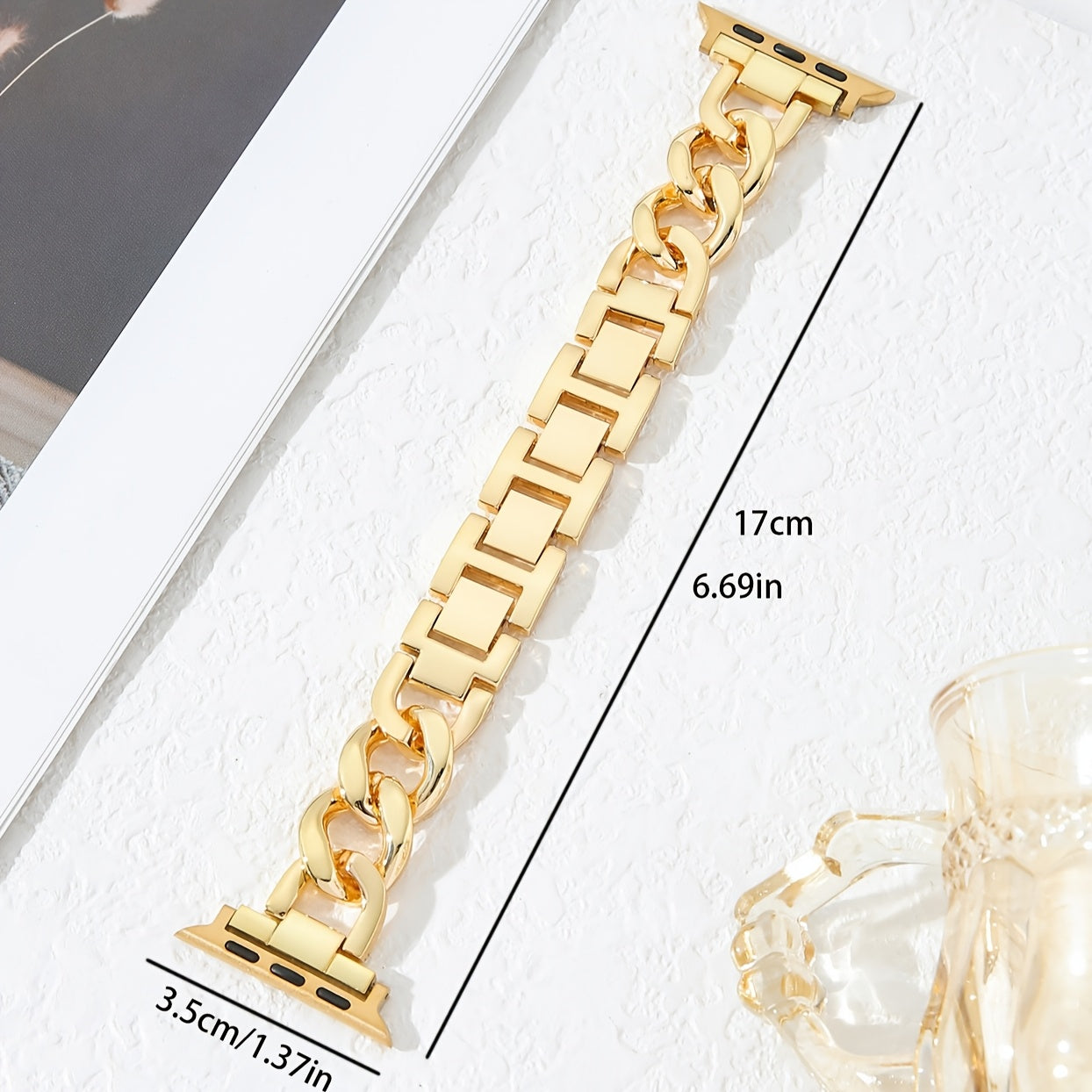 Stainless Steel Denim Chain Watch Strap for Apple Watch Series 1-10 38mm-45mm Replacement Sports Band