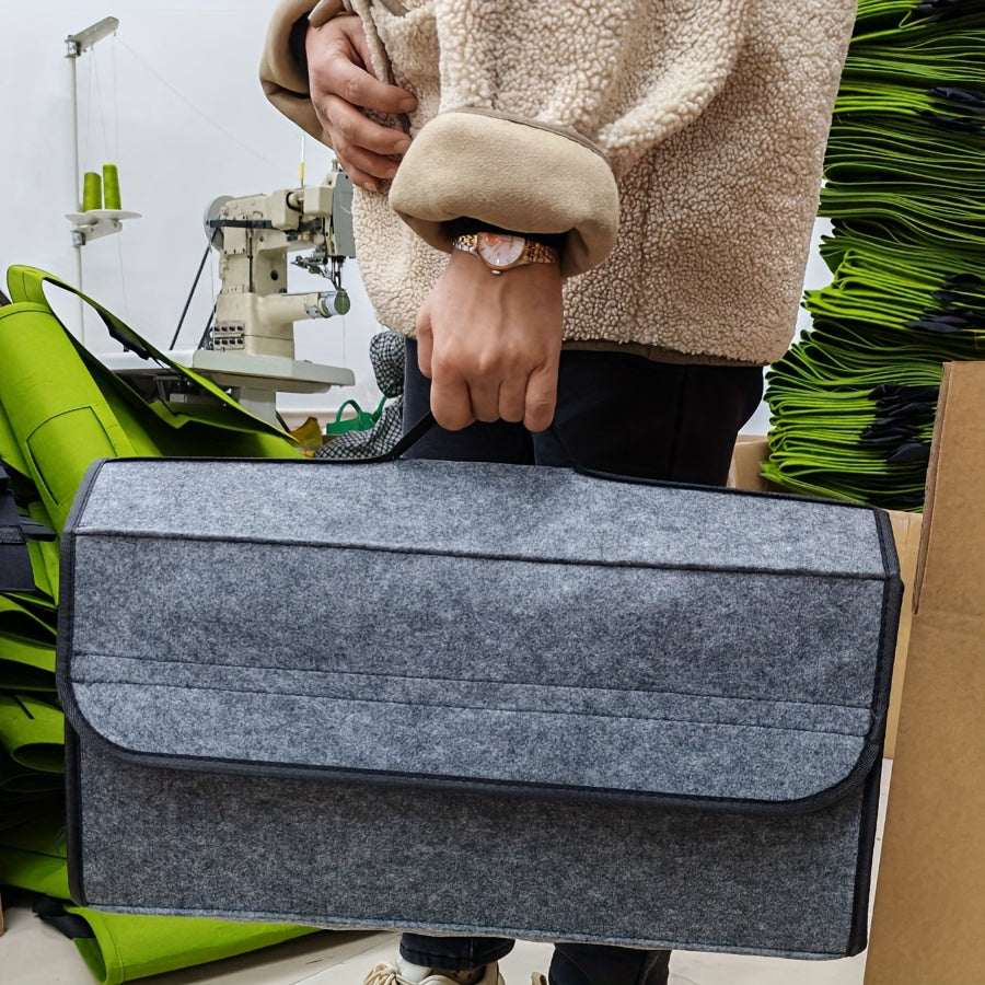 Caja de almacenamiento para coche, organizador portátil y plegable de fieltro para maletero, ideal para el interior del coche