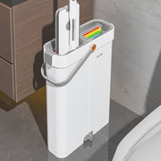 Uy ichida va tashqarida tozalash uchun mikrotoʻlqinli yostiqlari bilan tekis mop va kova to'plami, 360° buriladigan bosh