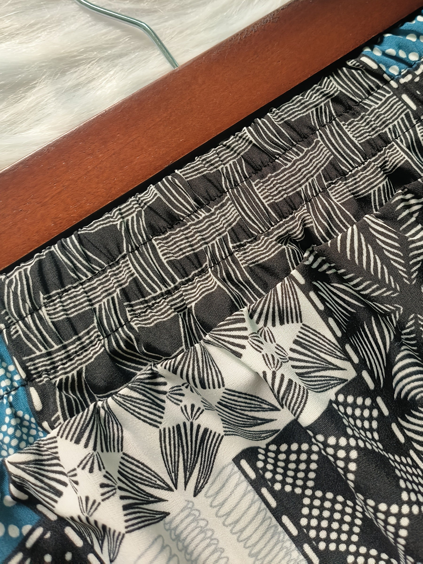 Women's Plus Size Maxi Skirt Elastic Waist Patchwork Flowing Skirt