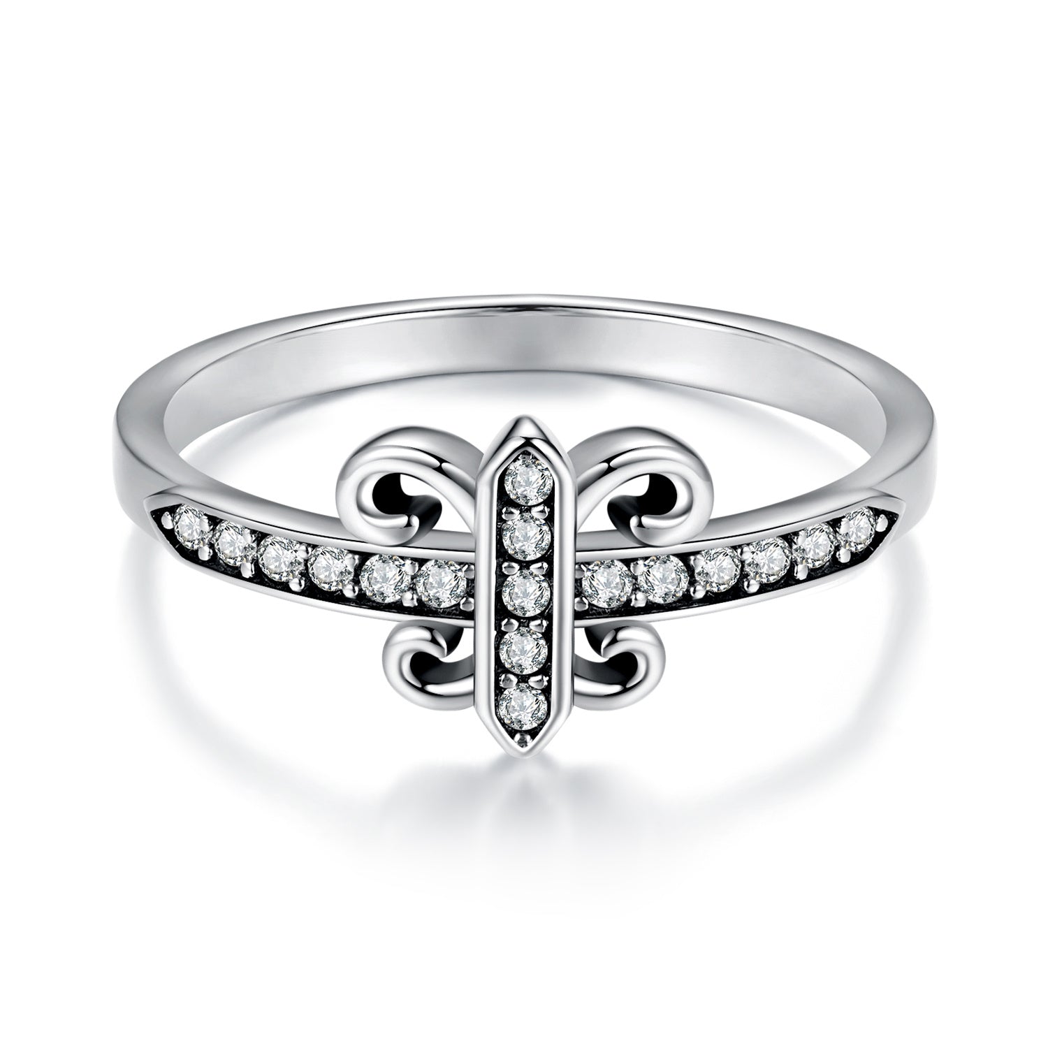 925 Sterling Silver Vintage Iris Flower Ring, Cubic Zirconia bilan bezatilgan, Musiqa festivallari va partiyalar uchun ideal, 2.8g og'irlikda yengil, Kundalik kiyish uchun mos