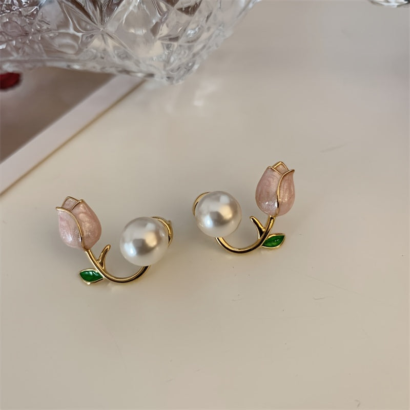 Women's Pearl Tulip Earrings - Trendy, Versatile Jewelry