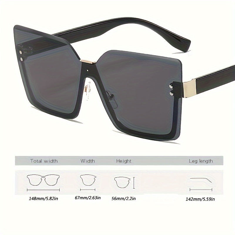 Women's Semi-Rimless Gradient Fashion Sunglasses Metal Frame for Beach and Travel