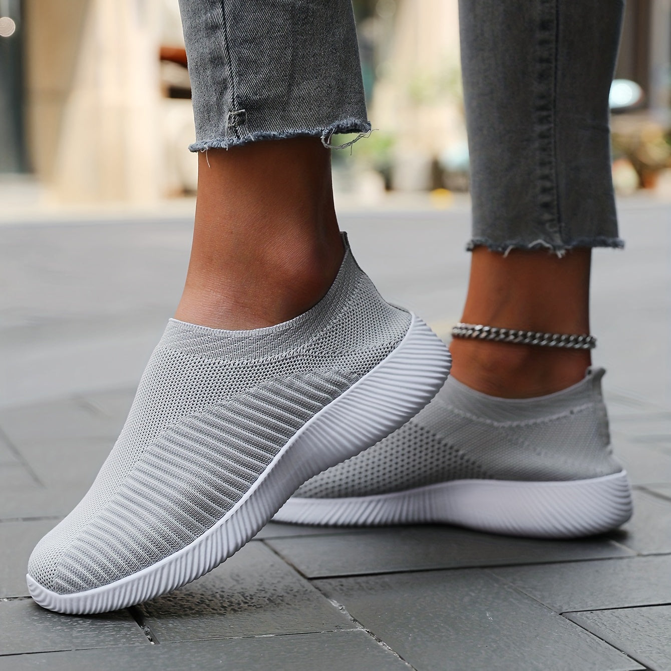 Women's Breathable Woven Sneakers, Lightweight, Plus Size Running Shoes