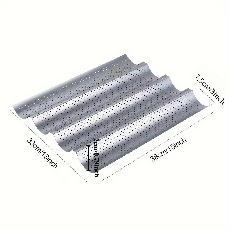 Набор из 4 антипригарных перфорированных противней для багета с закругленными углами