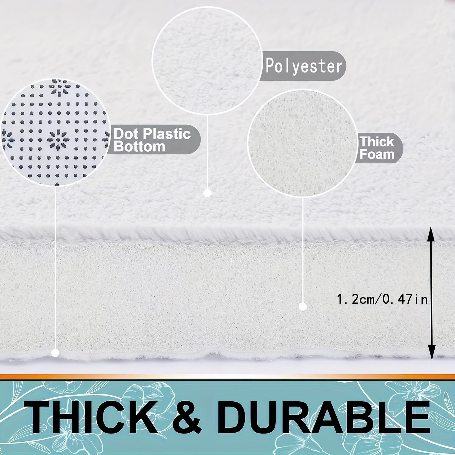 Set of 2 Microfiber Bathroom Rugs Non-Slip Absorbent Foam Bathtub and U-Shaped Mats