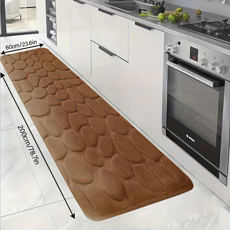 Alfombra de baño de espuma viscoelástica con relieve de piedra, antideslizante, suave, absorbente y lavable