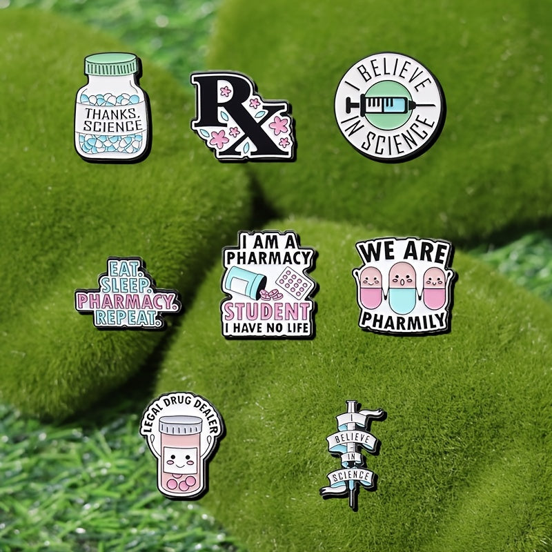 Set of 8 Enamel Brooch Pins with Humorous Phrases and Unique Shapes for Backpacks Coats and Hats