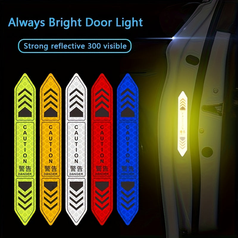 4 dona Avtomobil eshigi ogohlantirish stikerlari, yorituvchi lenta, kechqurun ko'rinish uchun tananing chiziqlari