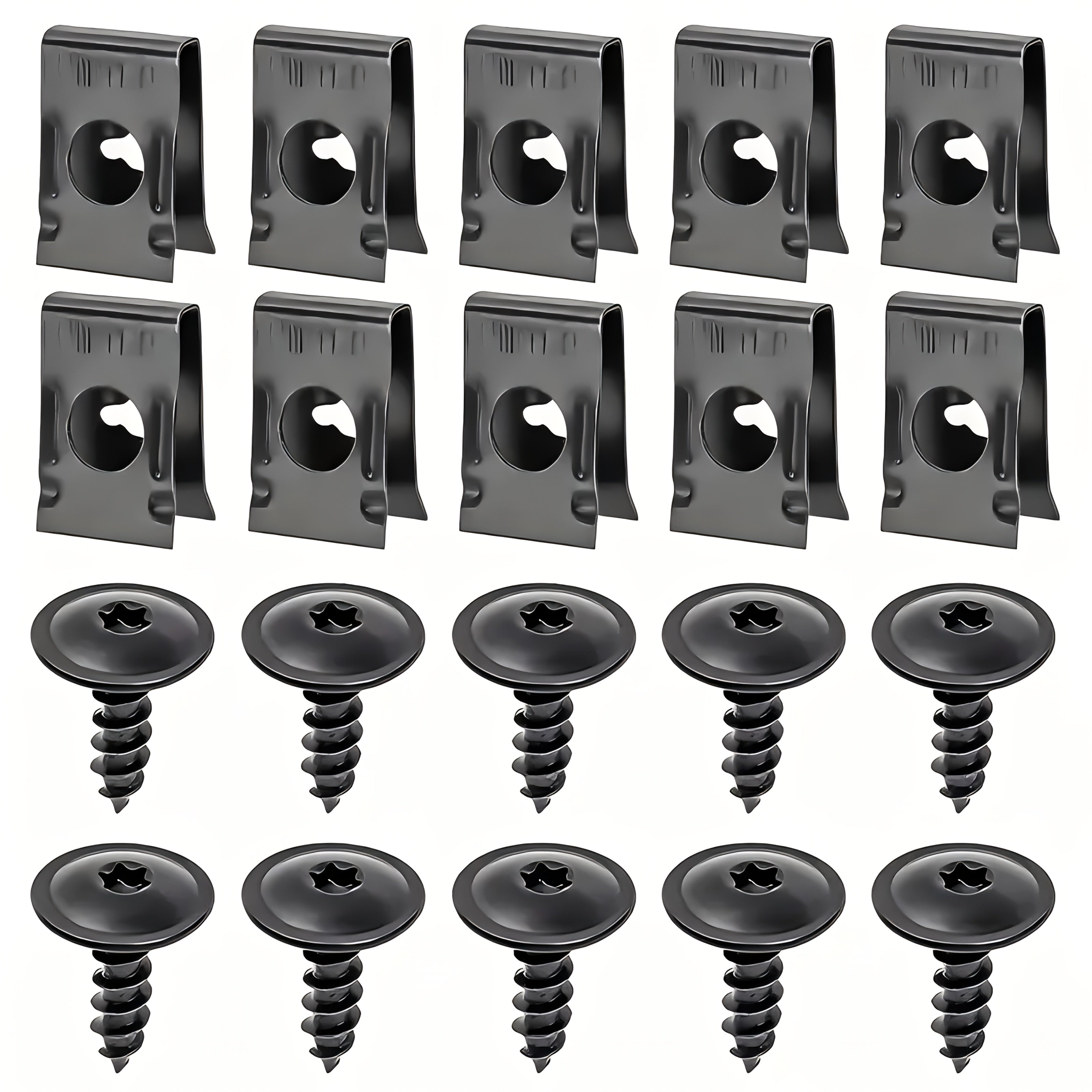 Set of 10/20/50 Metal U-Bolt Clips and Screws for Car Body Bumper Hardware