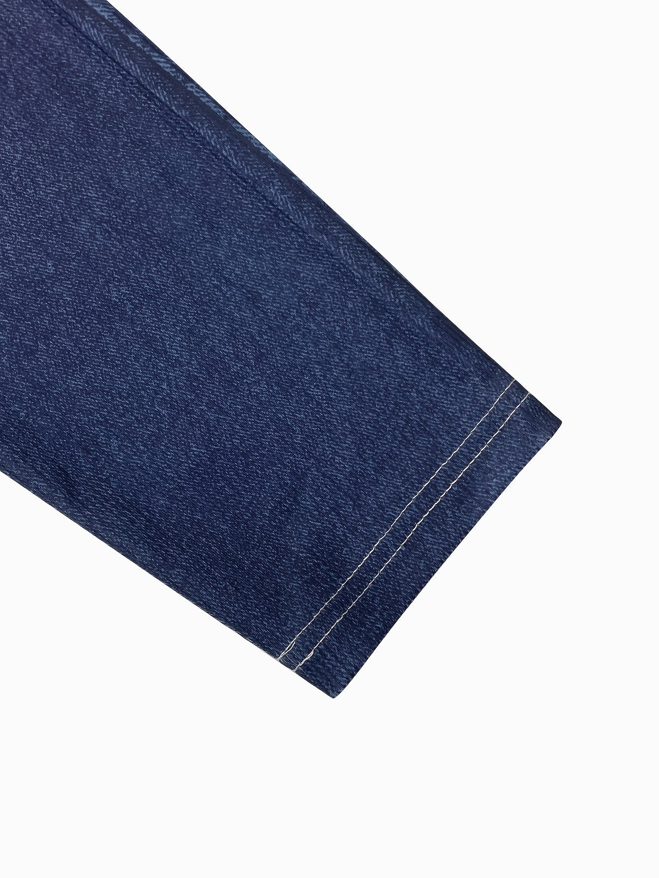 Plus Size Women's Skinny Jeans Denim Print High-Waisted Stretch Leggings Blue Beige