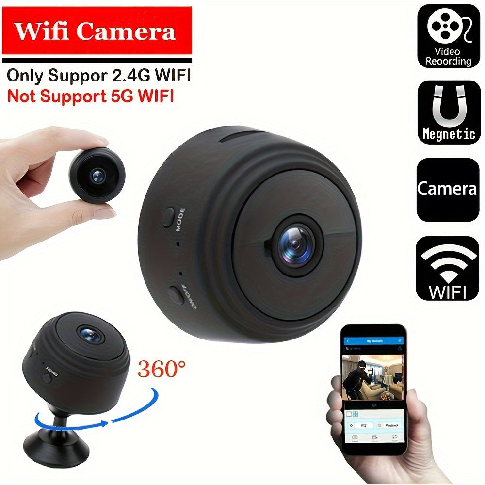 Wireless WiFi Security Camera 480p Battery or USB Powered Remote Viewing