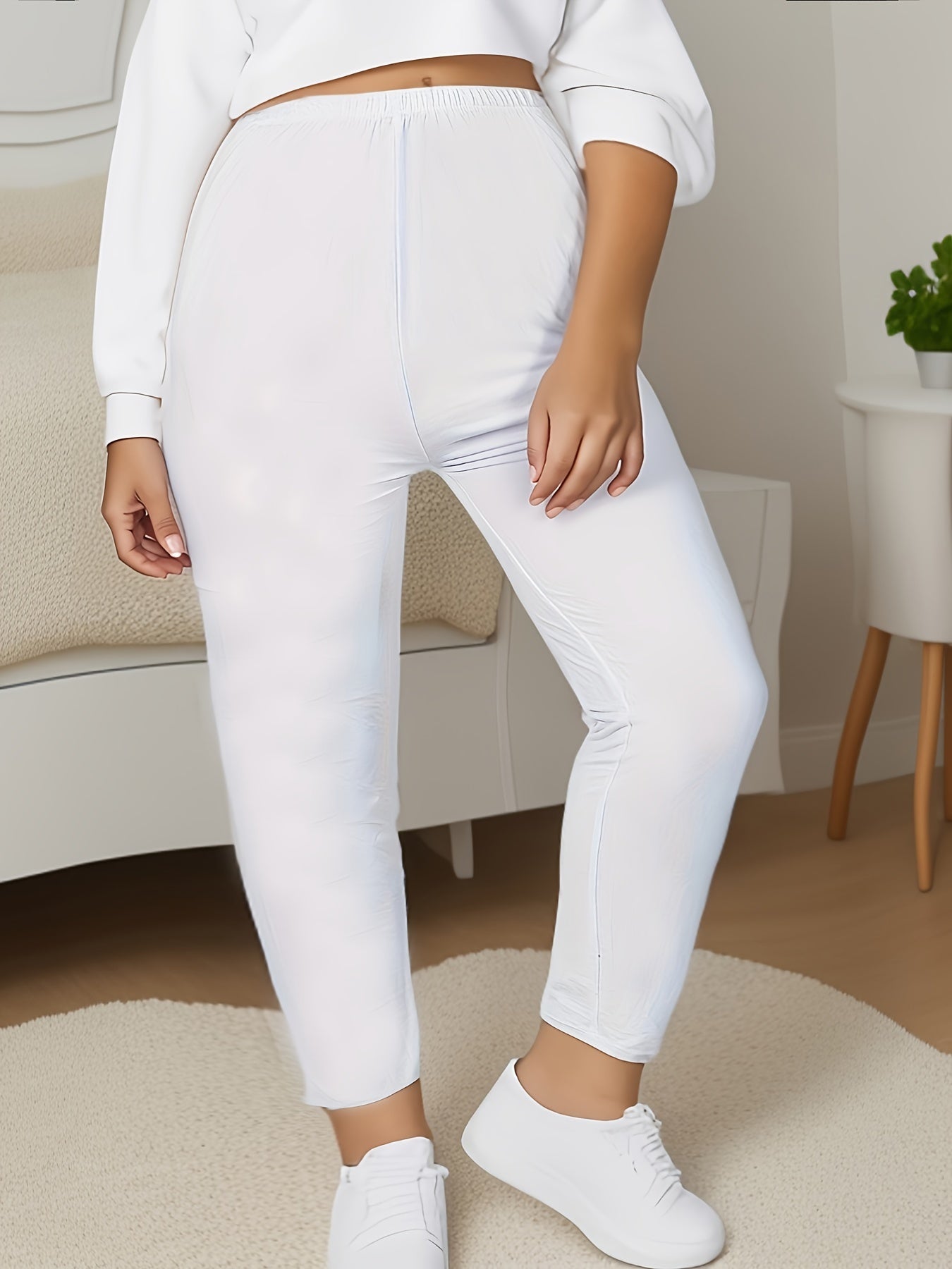 Plus Size Women's Skinny Leggings High Waist Stretchy Casual Spring Summer