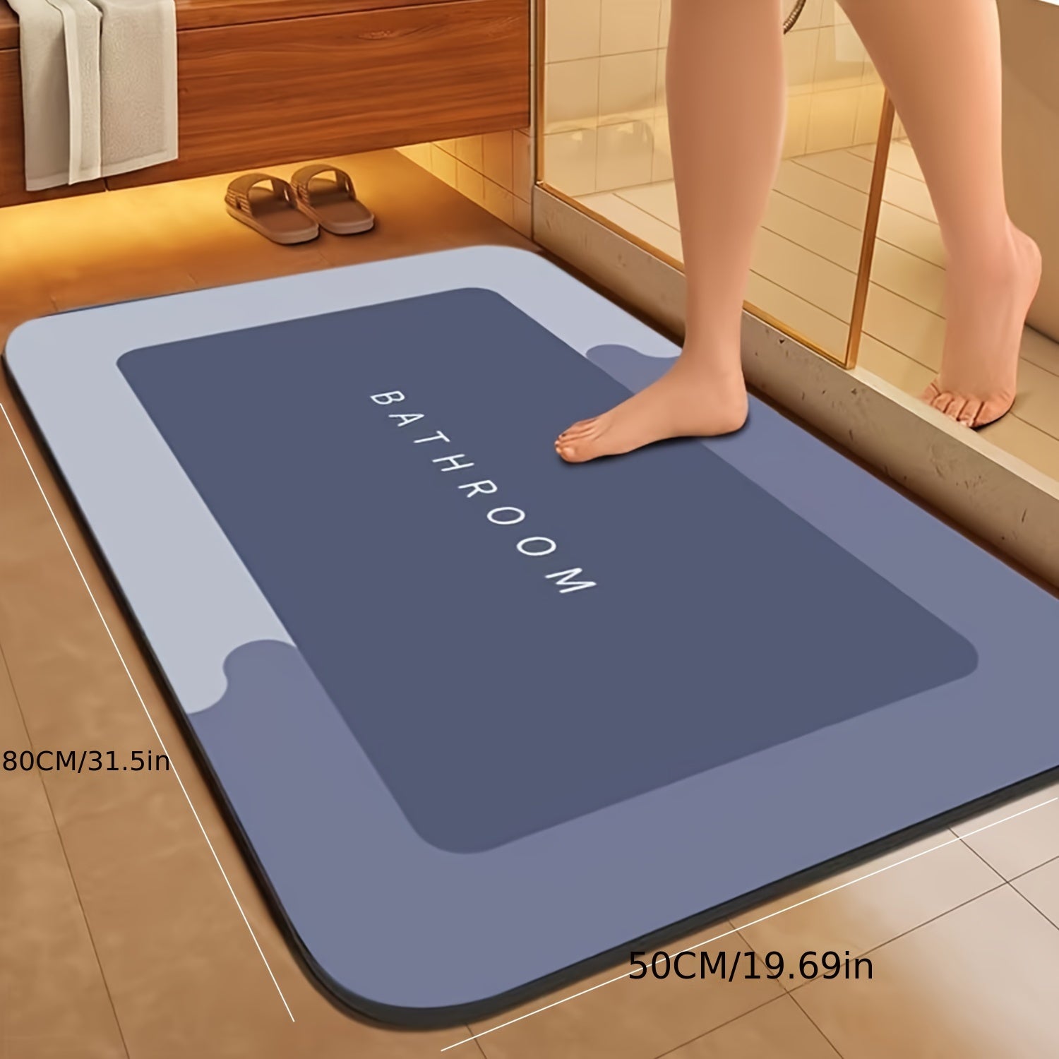 Diatom Mud Absorbent Bath Mat Non-Slip Quick Drying for Bathroom and Toilet