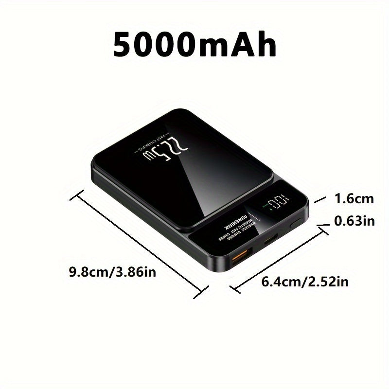 5000mAh Power Bank with Digital Display Magnetic Fast Charging 15W 22.5W
