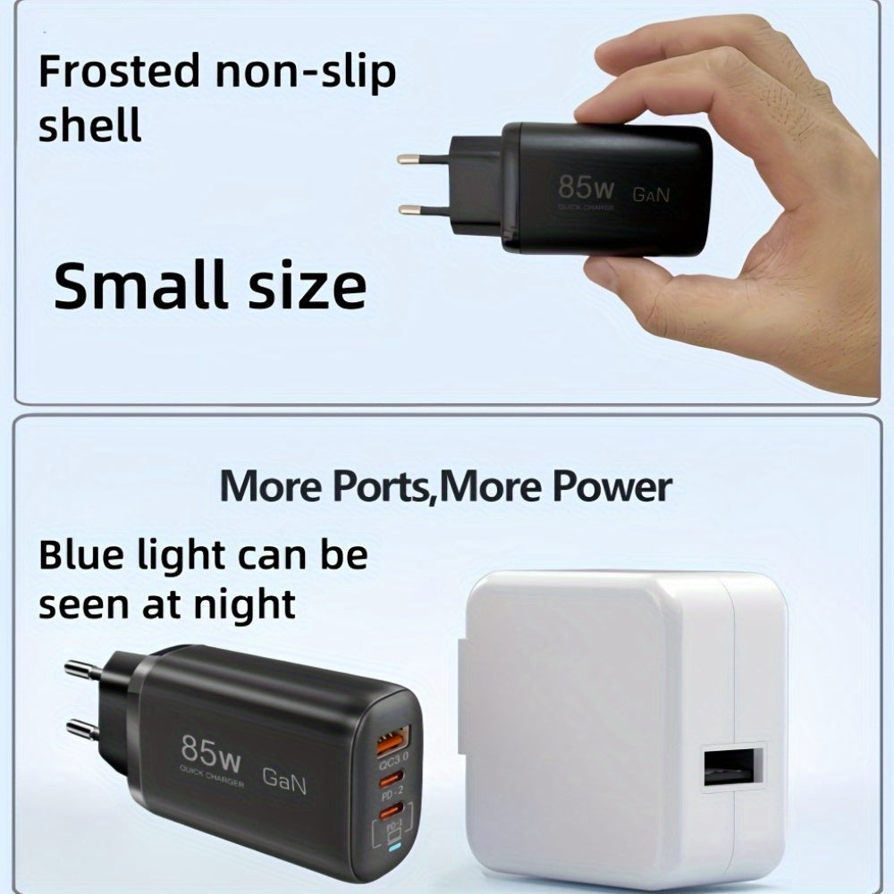 85W GaN Charger with PPS PD QC 3.0/4.0 USB-C Fast Charging for Multiple Devices EU Plug
