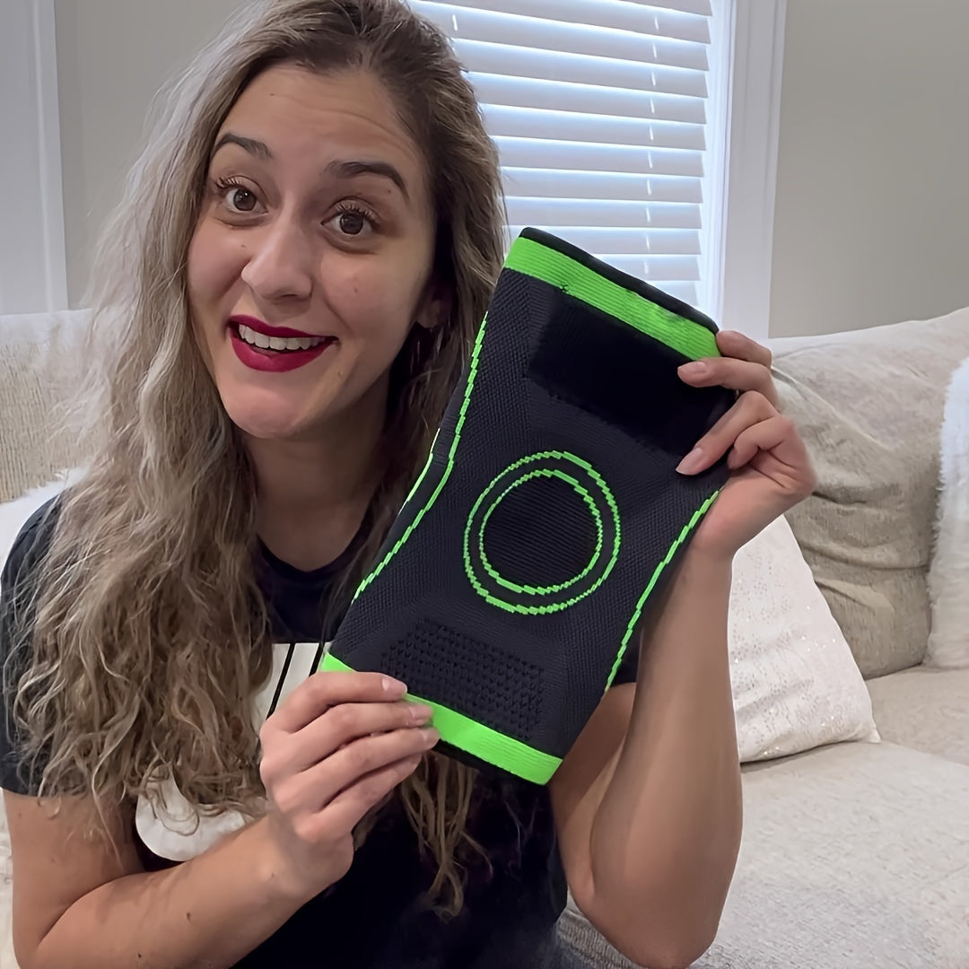 Rodilleras de compresión de alta elasticidad para hombres y mujeres, en rayas negras, rojas y verdes