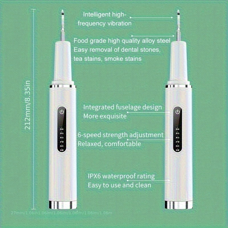 Elektr pet tish tozalash uchun 6 darajali LED yoritgich va almashtiriladigan boshli tish tozalash qurilmasi