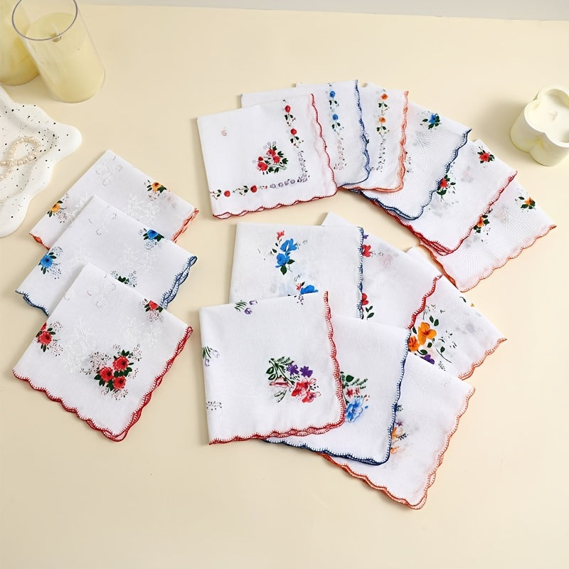 Women's Cotton Handkerchiefs 12 Pack Floral Print Lightweight for Wedding Outdoor Use