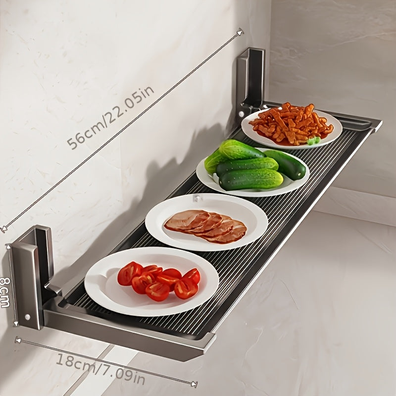 Expandable Wall Kitchen Storage Rack with Foldable Tray for Food and Spice Organization
