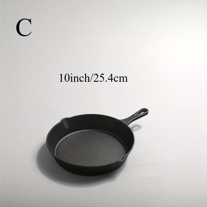 Набор из 3 чугунных сковородок с плоским дном, с антипригарным покрытием, кастрюля для брызг масла, легкое наливание и прочные ручки - идеально подходит для приготовления пищи дома. Маленькие, без покрытия, традиционные сковороды.