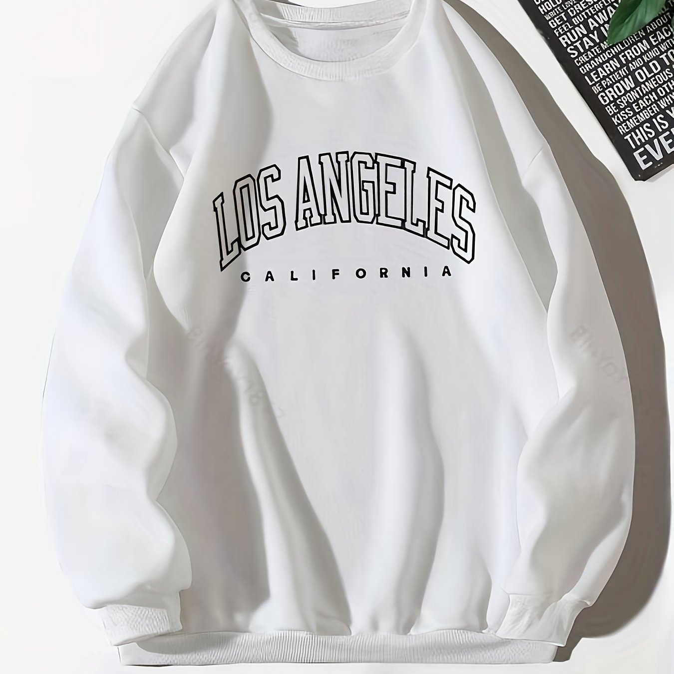 Women's Letter Print Pullover Sweatshirt Fall Winter Casual Long Sleeve Crew Neck