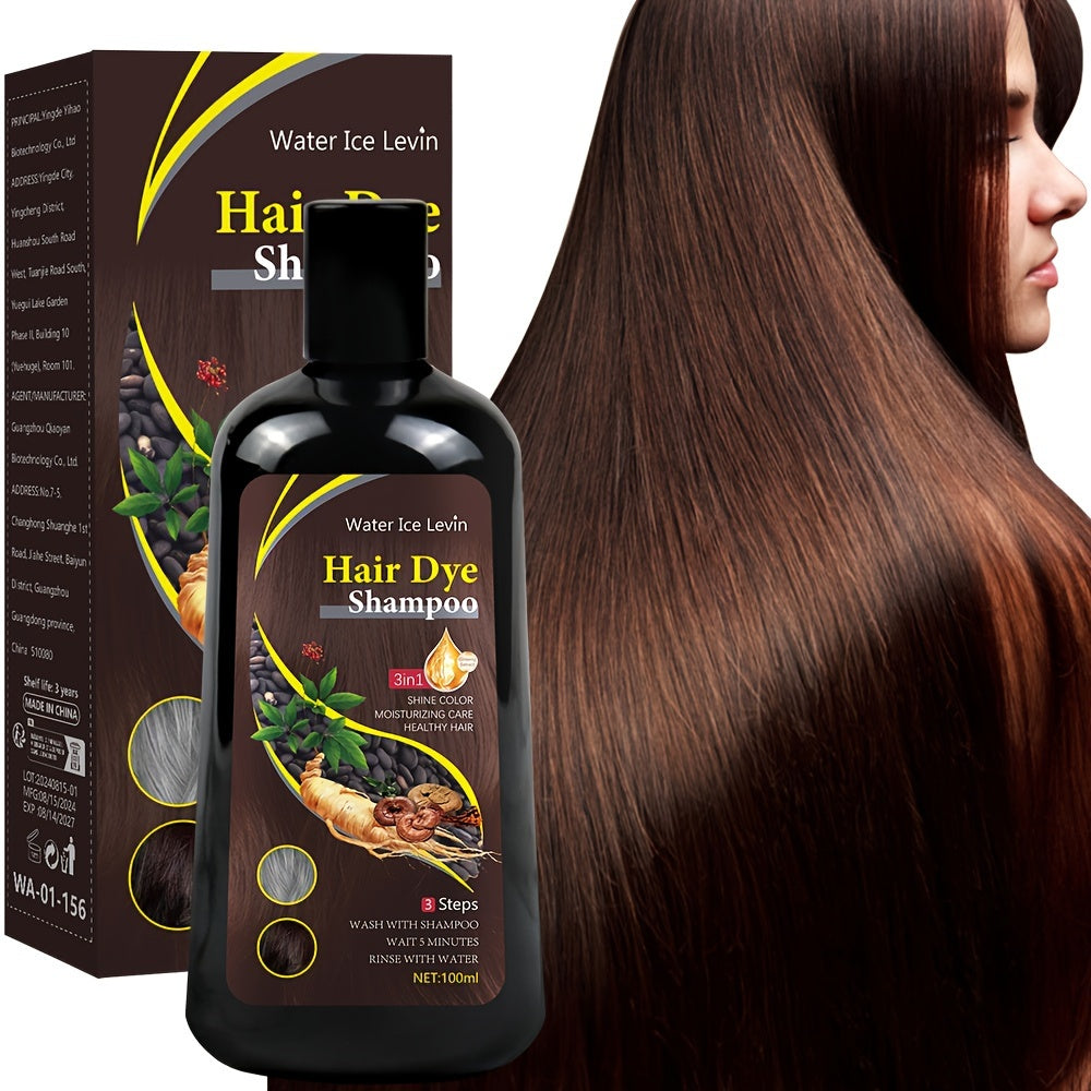 Brown Hair Dye Shampoo Moisturizing Long-Lasting Color Gray Cover 1L Water Ice Levin