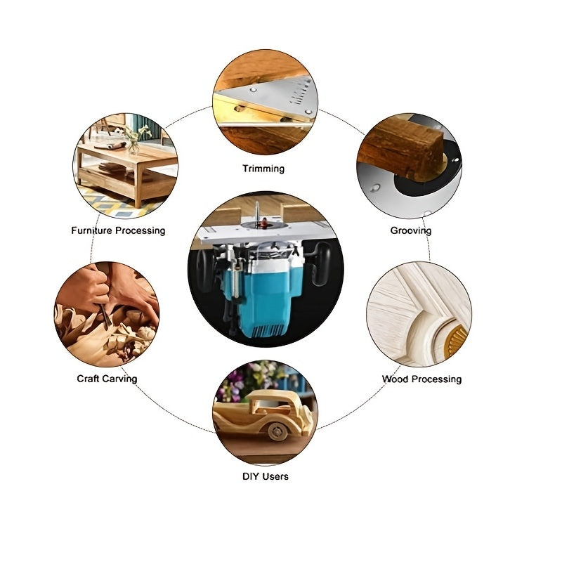 Aluminum Router Table Insert Plate for Woodworking Benches with 4 Rings