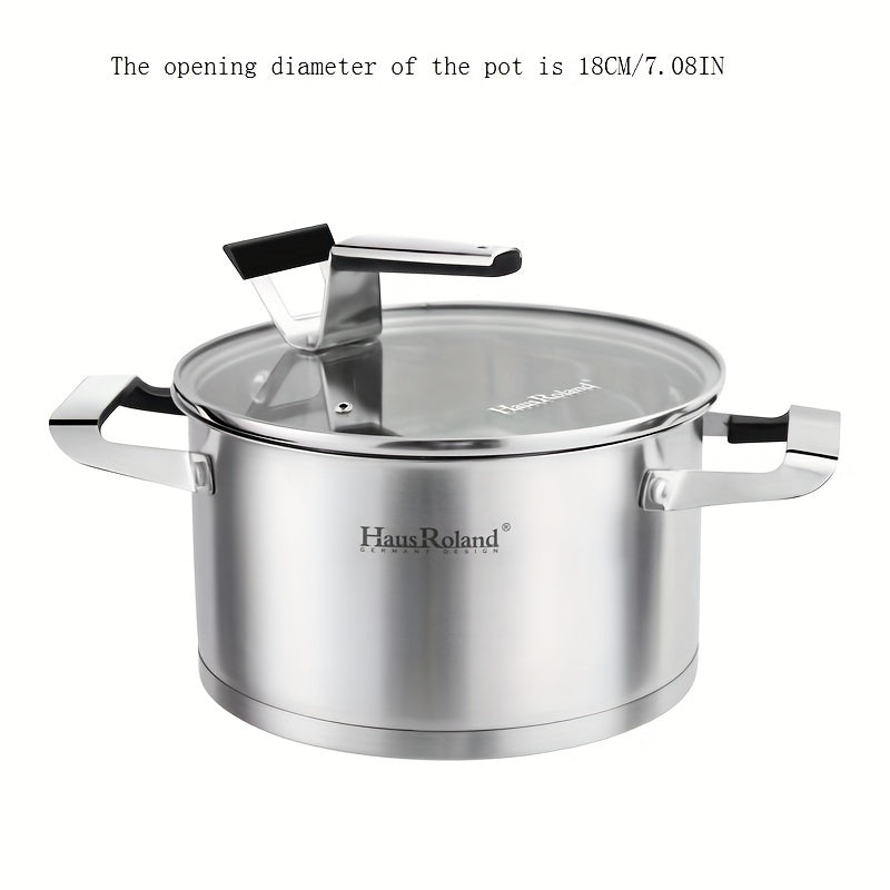 Olla de acero inoxidable para sopa para cocinar al vapor fideos, gachas y leche, engrosada, compatible con estufa de gas