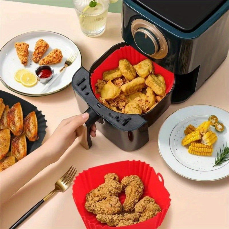 2 Silicone Air Fryer Liners for Pizza & Fried Chicken - Reusable, Non-Stick, Oven Safe