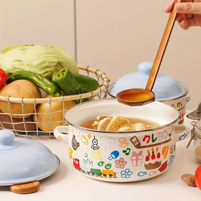 Enamel Cookware Double-Ear Soup Pot for Home Kitchen Cooking
