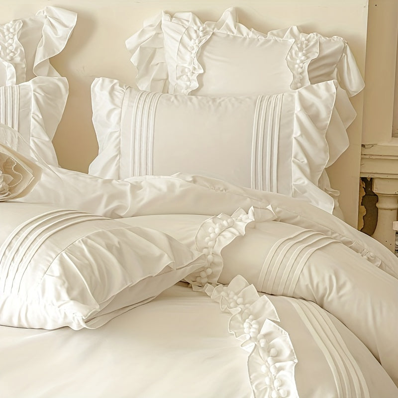 4-Piece Lace Princess Style Bedding Set Soft Breathable Machine Washable