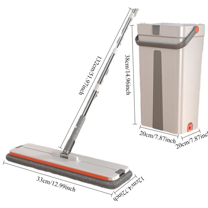 Gran conjunto de fregona gruesa y resistente con diseño plano de doble propósito y cubo para separación de seco y húmedo