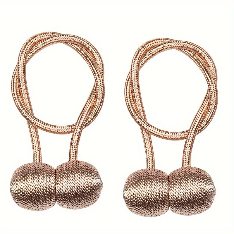 Two Pieces Contemporary Magnetic Curtain Tiebacks Polyester Rope Window Drapery Holdbacks