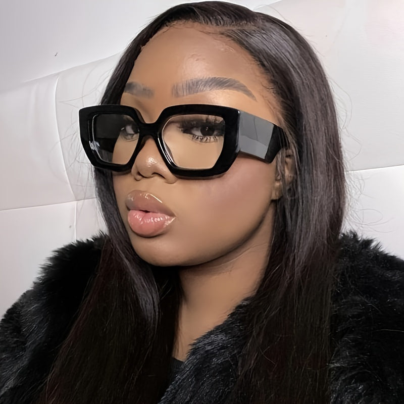 Gafas de ordenador de moda para mujer con montura de bloques de color gelatinoso y lentes transparentes