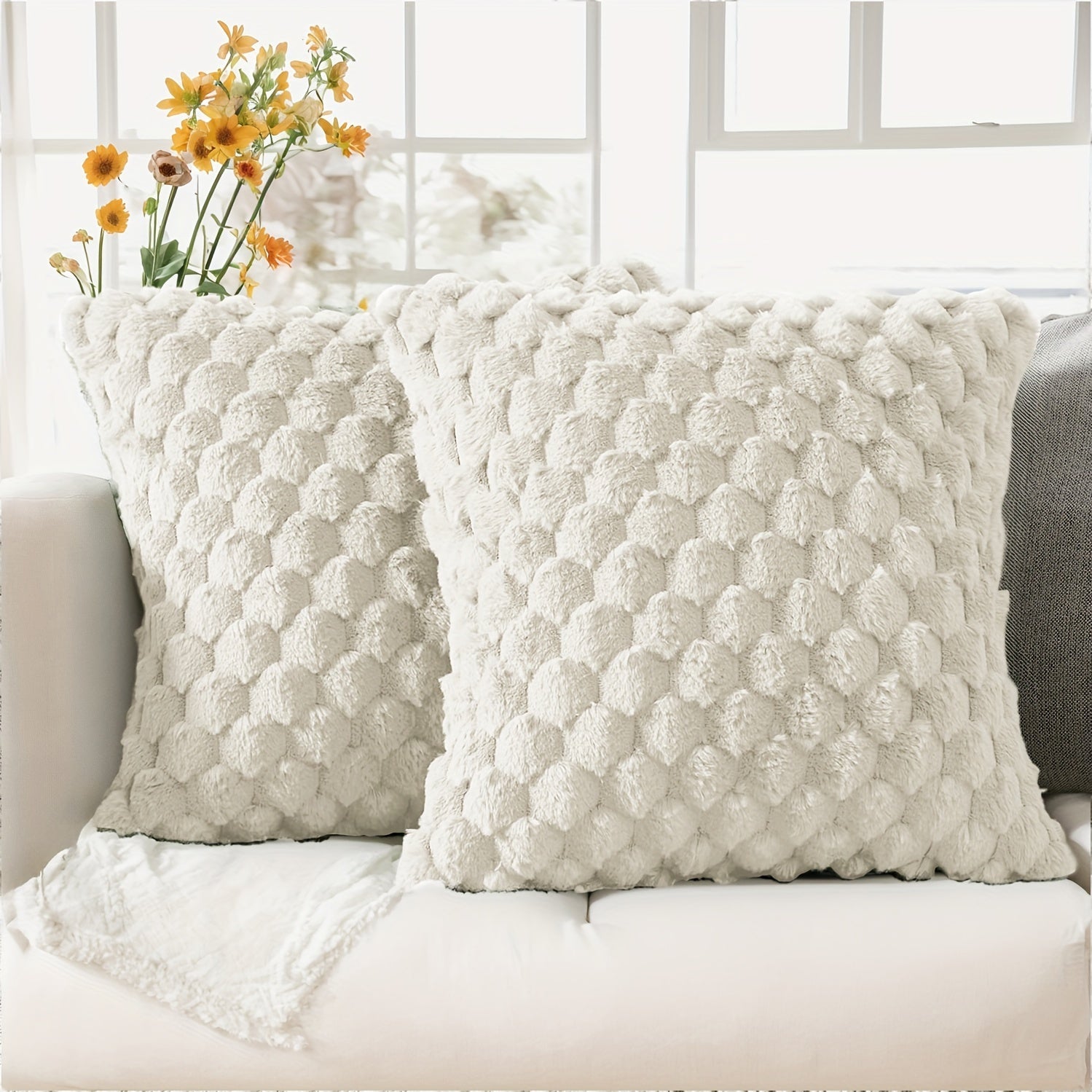 Dekorativ yostiq qopqog'i bej rangli geometrik 12x20 18x18 dyuymli divan, kreslo, yotoqxona uchun