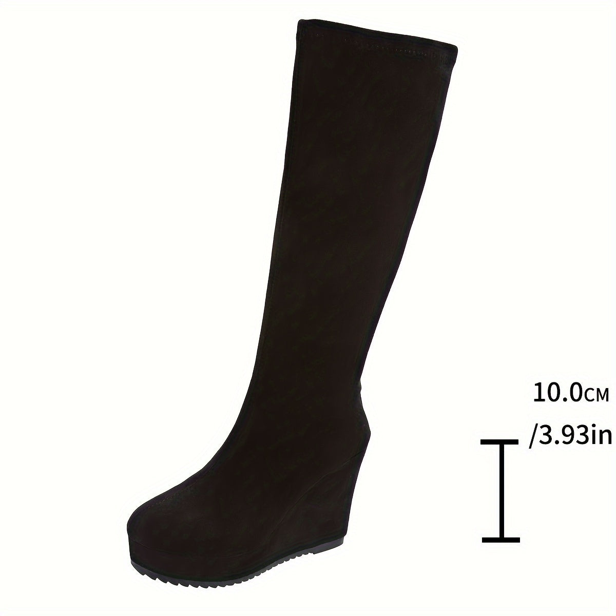 Women's Knee-High Platform Heel Boots Rubber Sole Fabric Lining