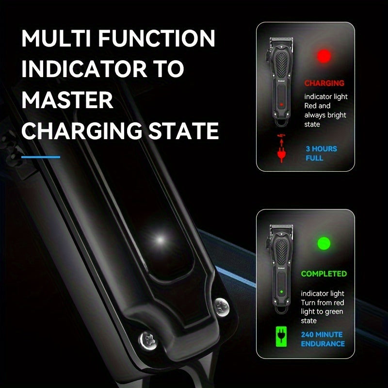 Electric Hair Clipper with LCD Display USB Rechargeable Comb Attachments for Home Salon Use