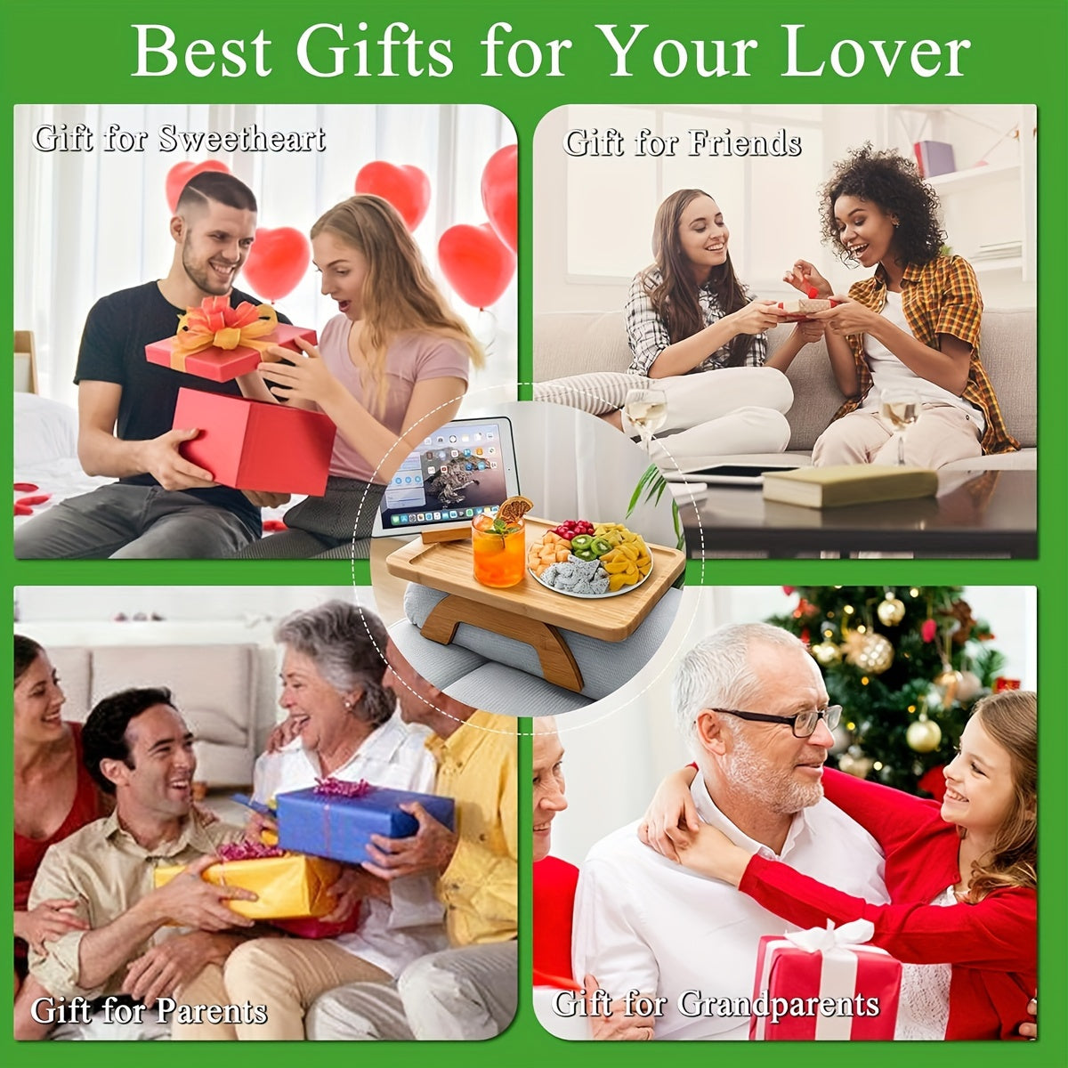 Adjustable Sofa Armrest Tray with Phone Holder for Eating and Snacking