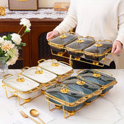 Ceramic Baking Dish Set with Handles 3 Compartments for Soups and Heating