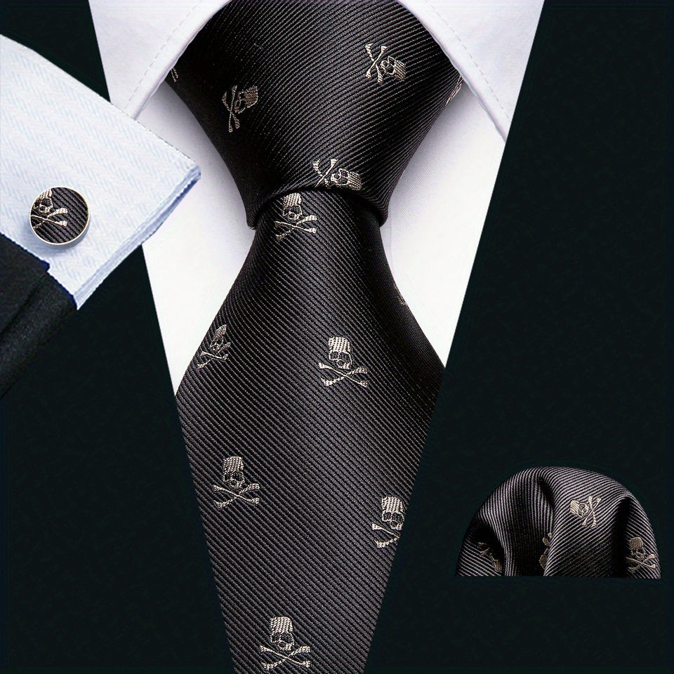4 ta erkaklar uchun galstuk, paypoq va manjetbanda seti - to'liq erkaklar moda aksessuarlar to'plami to'y, kecha va ish uchun